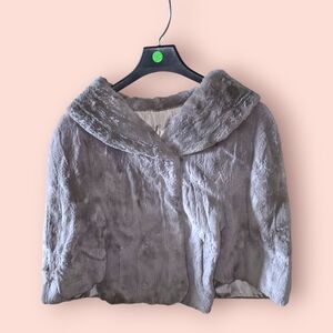 Elegant Gray Faux Fur Women's Jacket